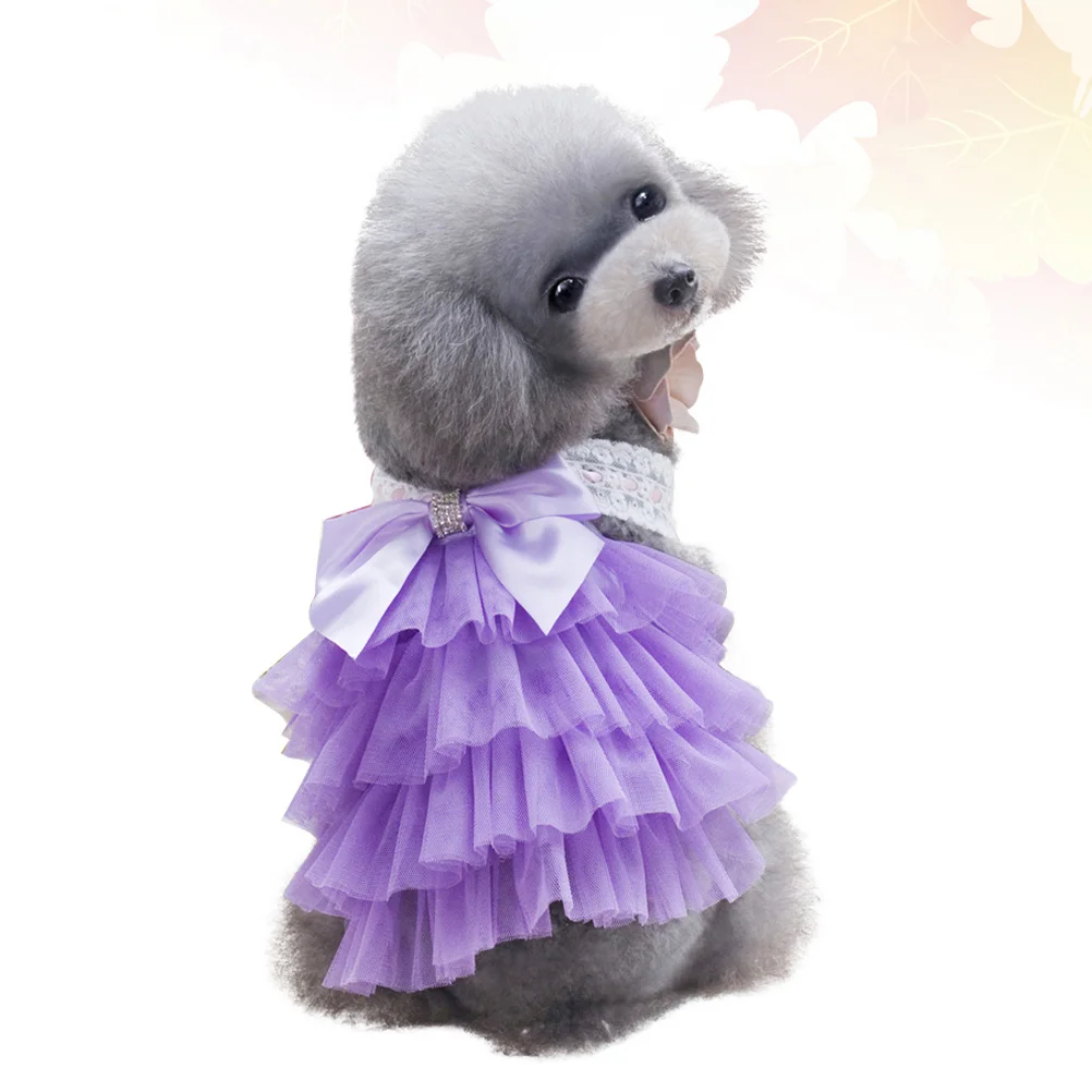 

Skirt Pet Costumes for Small Dogs Puppy Doggy Parton Clothes Dresses Purple Clothing