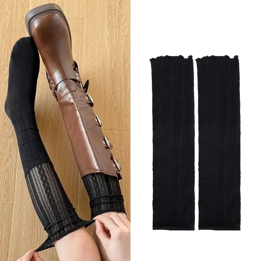 

Ballet Style Lace Ruffle Lace Leggings Sleeve Cover Kawaii Style Mesh Leg Warmers Mesh Fabric Boot Cuffs Thin Socks Women Wear