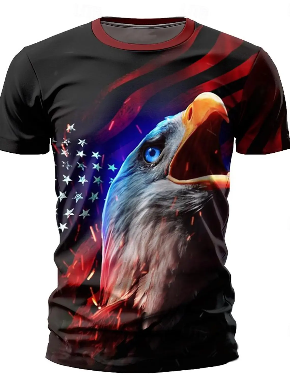 American Eagle Flag Men's 3D Print T shirt Tee Street T shirt  Short Sleeve Crew Neck Shirt Independence Day Statue Of Liberty