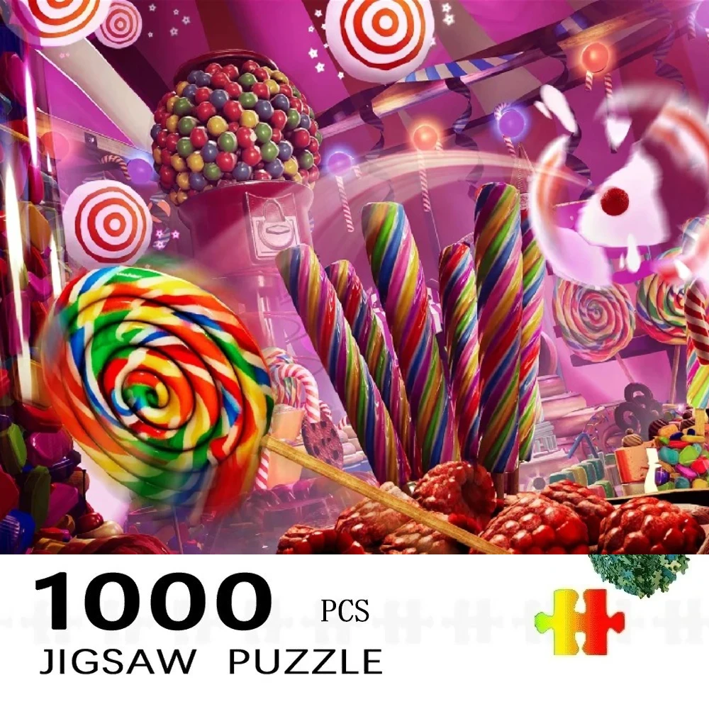 

Adult Jigsaw Puzzle 1000 Pieces Puzzle Toys Lollipop Cartoon Beads Paper Puzzle Decorative Painting Exercise Brain Thinking
