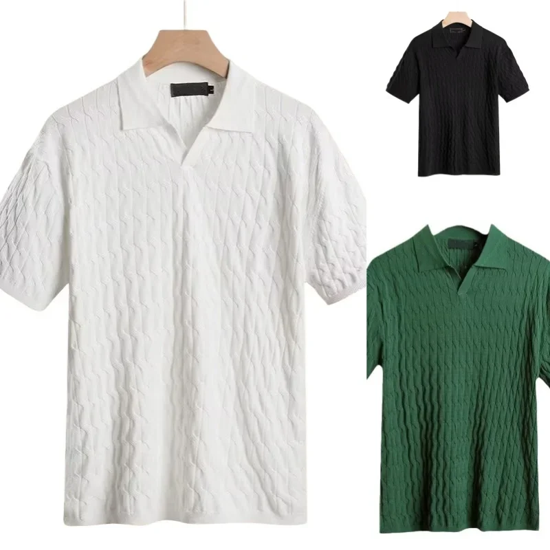 Men Short Sleeve Polo t-Shirts Slim Fit Knitted Polo Shirts Man Breathable Business Casual Tops  Comfortable t Shirt Man Clothes