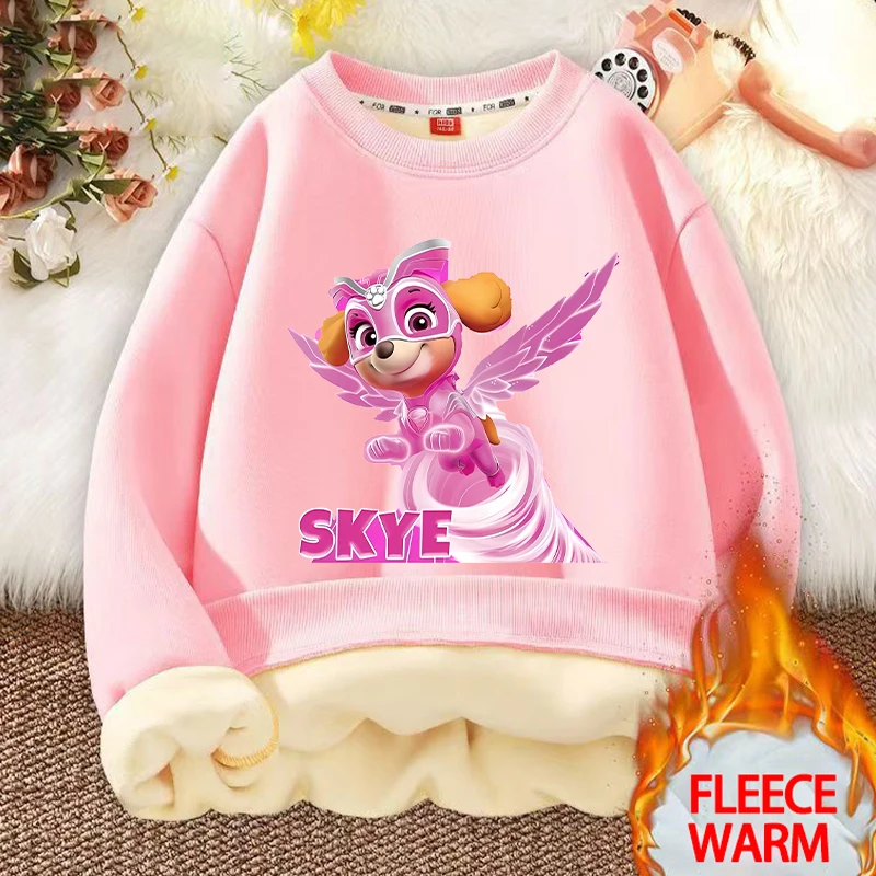 New Paw Patrol Child Sweatshirt Kids Thickened Thermal Sweatshirt Children Cartoon Figure Printed Tops Winter Kids Girls Clothes