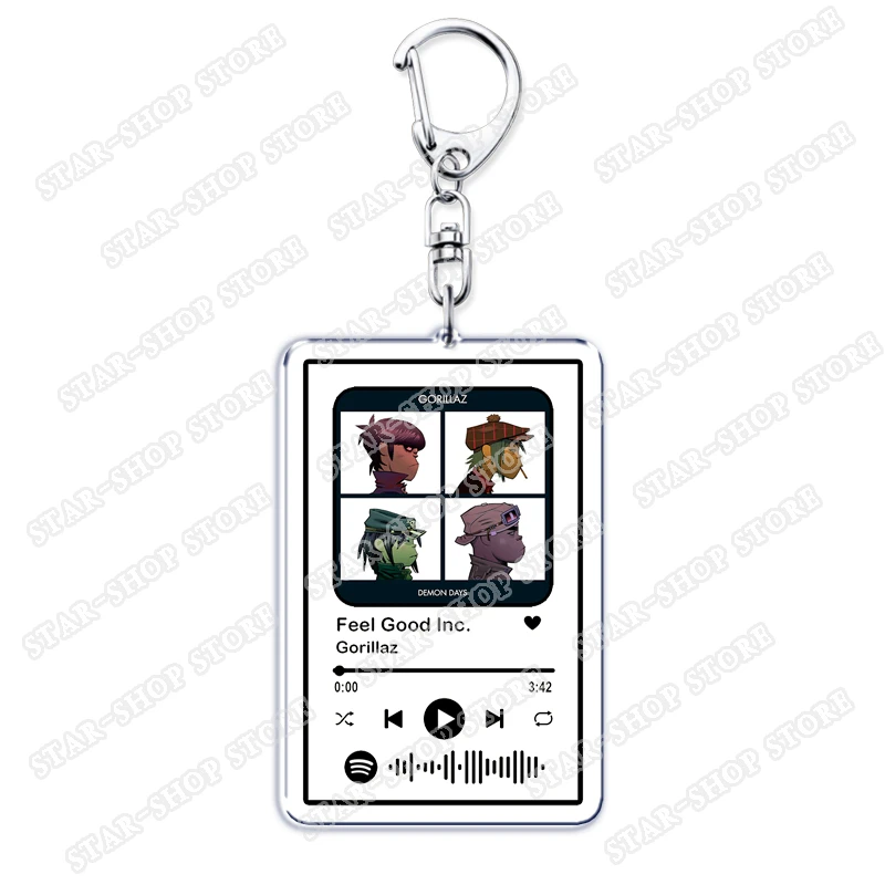 Popular Band Keychains for Women Accessories Bag Feel Good Inc Clint Eastwood Music Song Code Keying Jewelry Fans Friends Gifts
