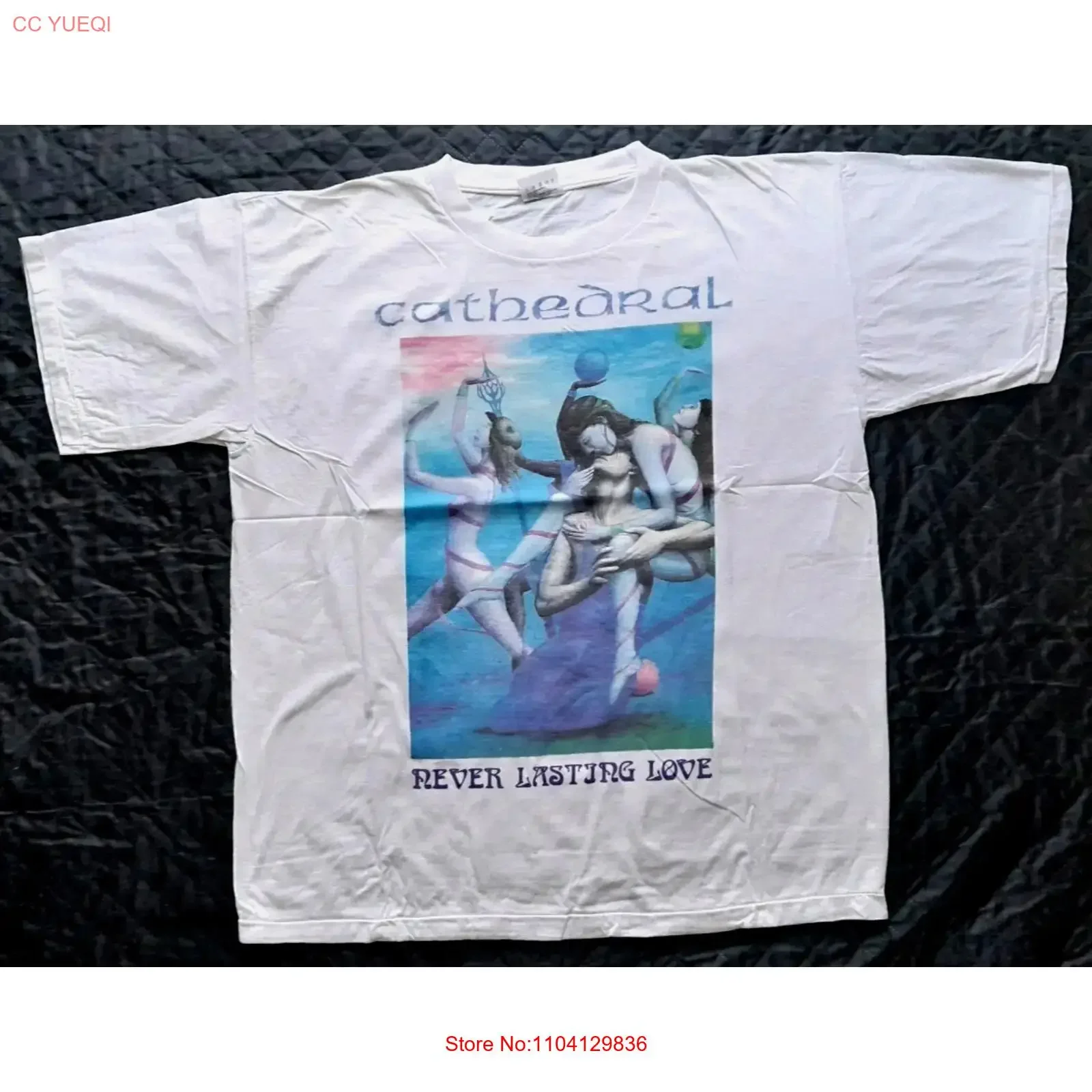 CATHEDRAL NEVER LASTING LOVE RARE ORIGINAL VINTAGE T SHIRT 1990 NEW UNWORN vintage Washed Versatile streetwear Unisex fashion