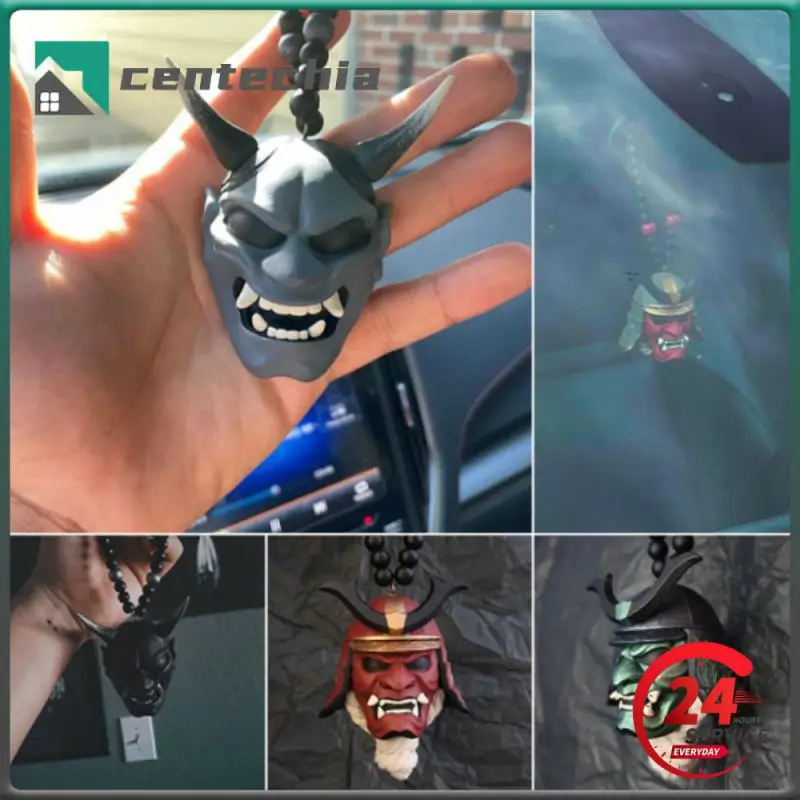 Samurai Kabuto Helmet Hannya Japanese Oni Car Rear View Mirror Charm Accessories Auto Pendant Decoration Friend Creative Gift