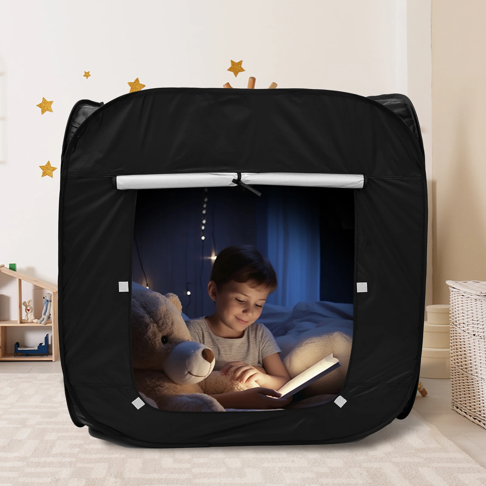 Portable Light-block Tent Foldable Calm Down Corner Tent Multifunctional Pop Up Play Tents with Organizer Bag for Home Traveling