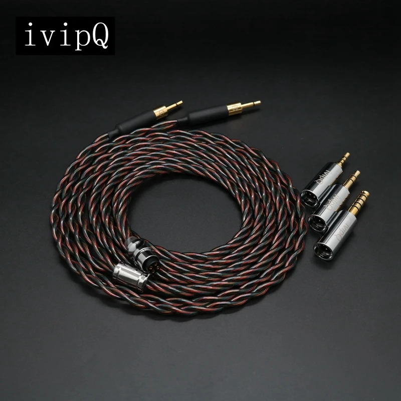 

ivipQ-55 IEM Cable HiFi 7N OCC+Rare Earth Alloy Copper Modular Plug (2.5+3.5+4.4mm) Headphone Cable For HD800 HIFIMAN ANANDA