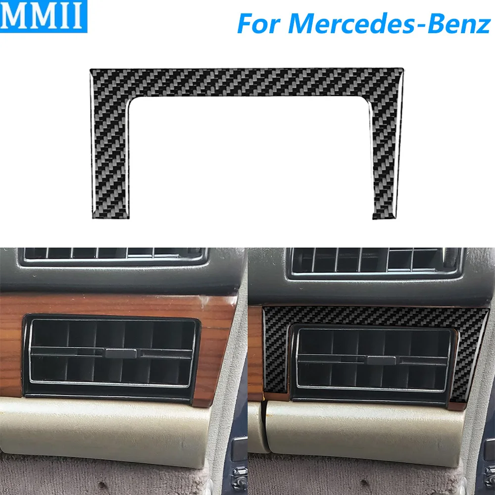 For Mercedes-Benz S-Class W126 1980-1991 Carbon Fiber Co-pilot Instrument Air Outlet Frame Cover Trim Car Accessories Sticker