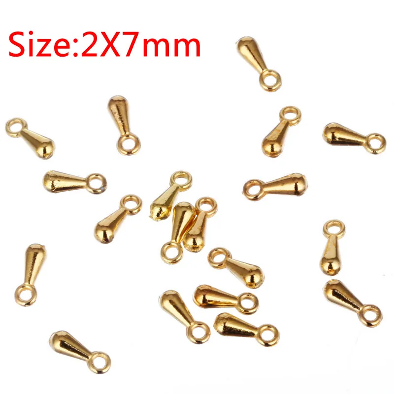 Lote de 100 unidades de collar de oro y plata, accesorios de joyería para manualidades, 2mm x 7mm