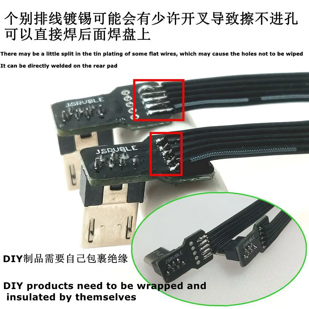 2PCS DIY mini USB 2.0 Male Plug Female jack Connector 4 Pin 5Pin MP3 4T Extension Cable Wire Cord Power Charge Data Transmission