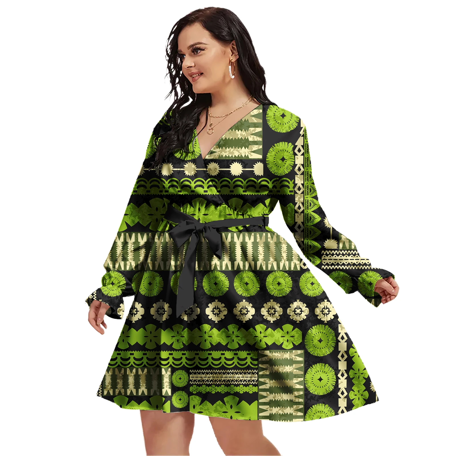 Print On Demand Vintage Tropical Print Women Mini Dress Polynesian Elegant Casual Ladies Skirt Samoan Dresses