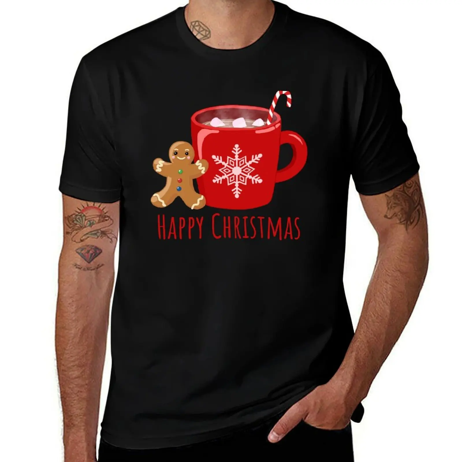 

Christmas Hot Chocolate & Gingerbread man T-Shirt t shirts for man cotton t shirt for man 100 percent cotton T-Shirt