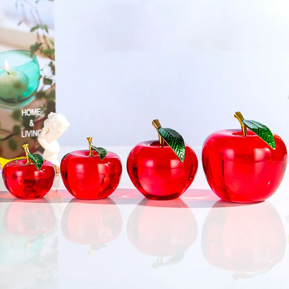 Apple Ornaments Red Fake Fruit Figurine Decoration Coloured Glaze Lucency Gift Wedding Home Gift Souvenir Decora