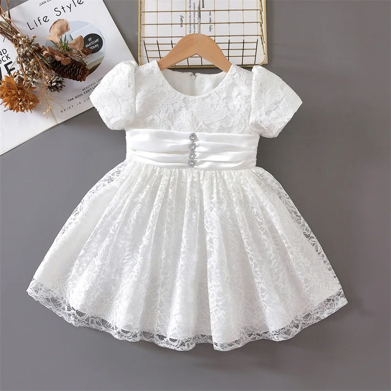 Baby Kid Girl Princess Dress Birthday Lace Kids White Dresses for Girls Children Clothes  Vestidos 9M- 6 Years