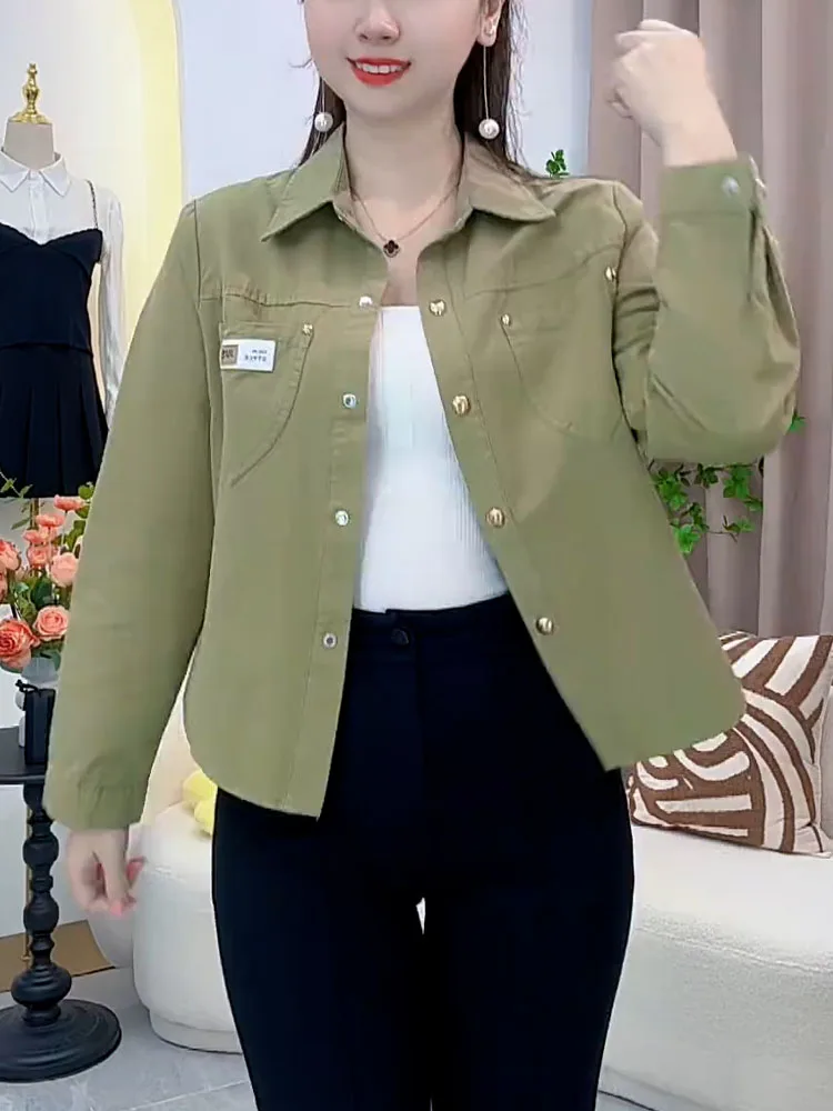 Alla moda in puro cotone irt Jaet Donna 2026 Primavera Autunno Nuovo Sle Premium Feel Taglia piccola Top Trend Pendolarismo Sle Allentato...