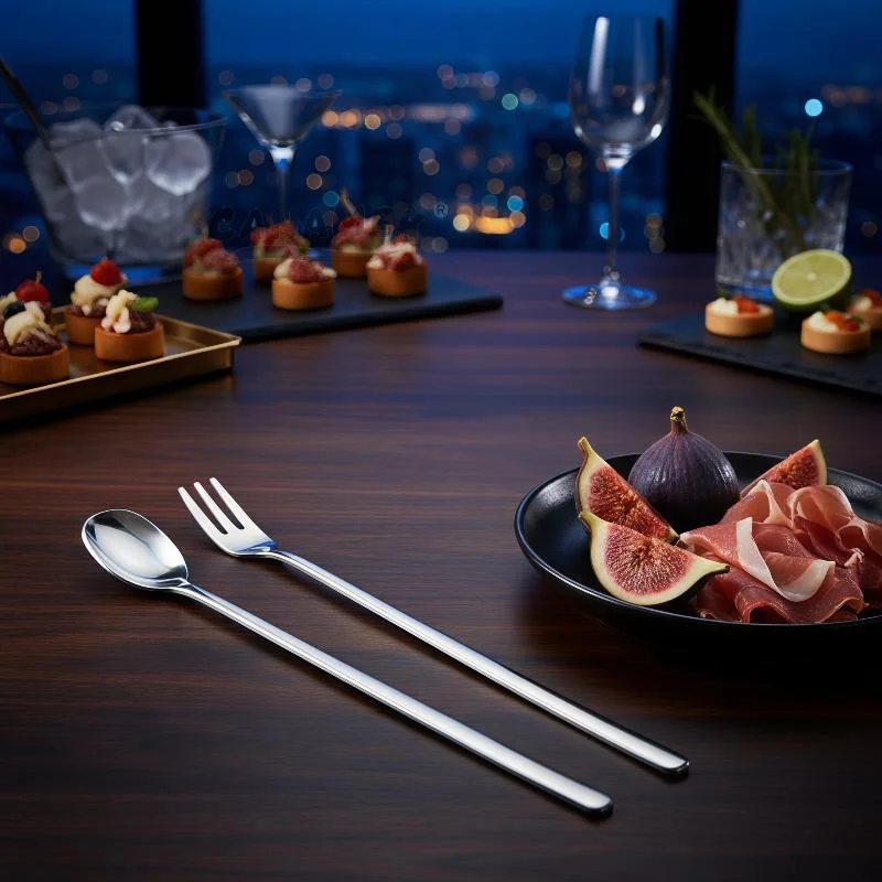 1/2Pcs Long Handle Coffee Spoon Fruit Fork Set Reusable Stainless Steel Cutlery for Picnic Travel Dessert Serving Use