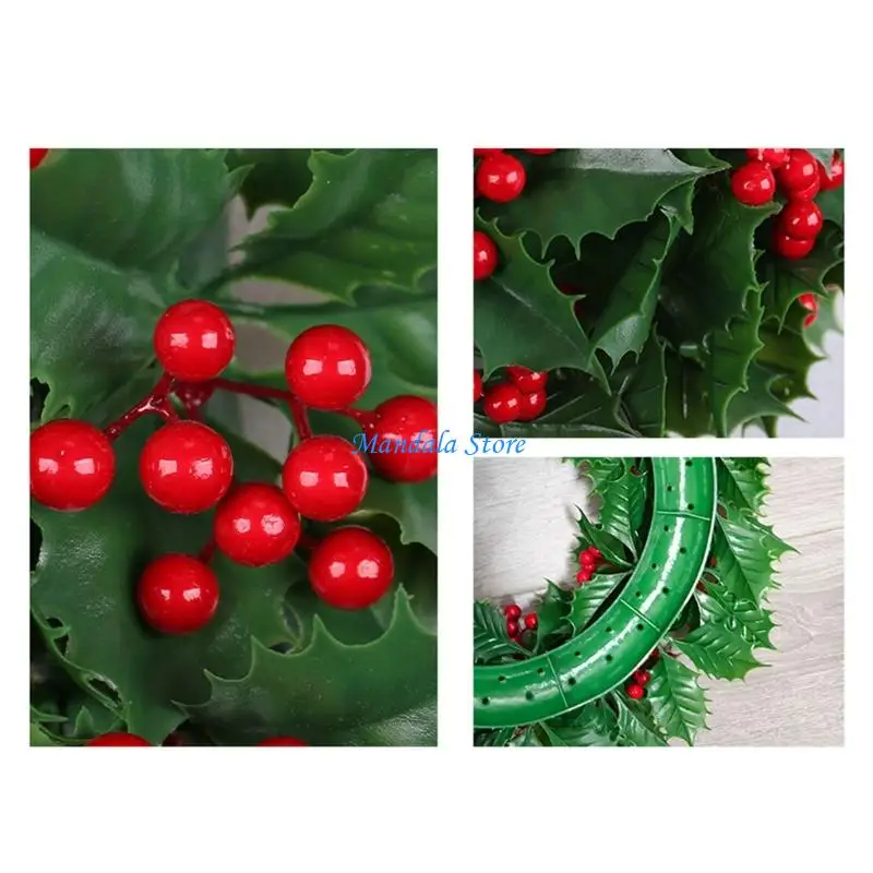 

U2JC Green Garlands Christmas Wreath Artificial Berries Front Door Wreath for Indoor Outdoor Holiday Party Decoration