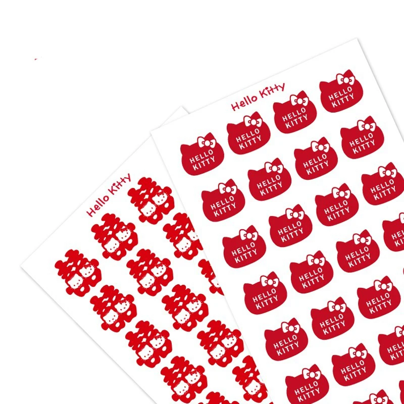 1pc Red Hello Kitty Kawaii Stickers Wedding Celebration Party Anime DIY Decal Skateboard Laptop Luggage Envelope Sealing Labels