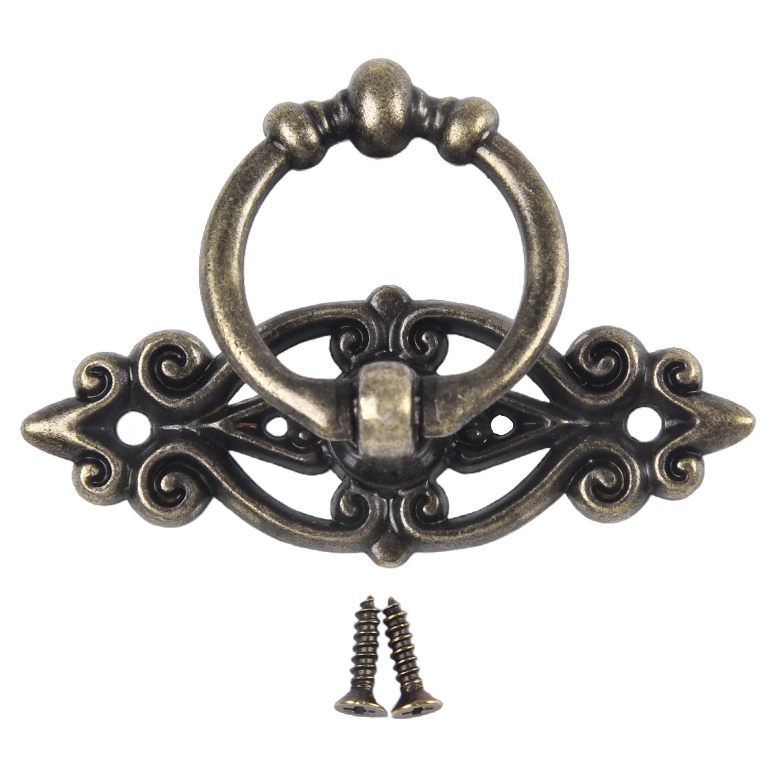 1pc Antique Bronze Kitchen Drawer Cabinet Door Handle Old Chinese Style Vintage Pulls Ring- For Dresser Cupboard Pull Handles