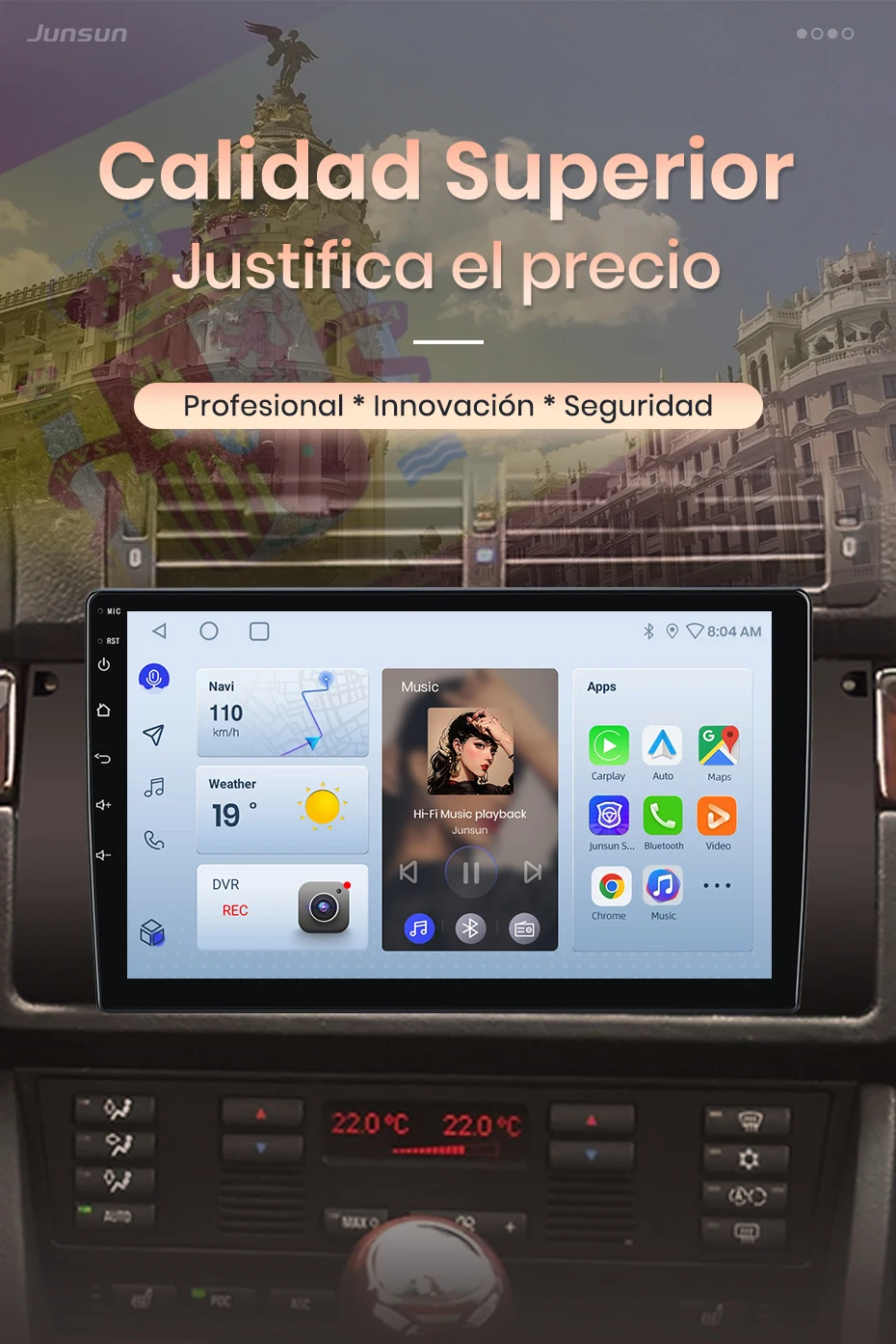 Junsun Radio mit KI-Sprachsteuerung für BMW 5 E39 1995 1996-2003, kabelloses CarPlay, Android Auto Autoradio 2DIN mit Bluetooth, DAB+, GPS, RDS – Detail 1
