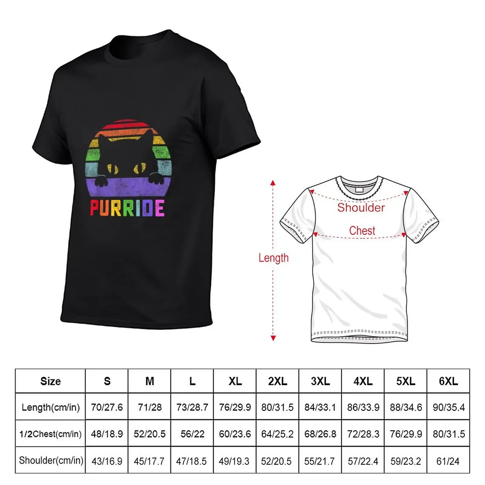 New Pride Cat Purride Gay LGBTQ Rainbow Flag Retro Style T-Shirt anime customs design your own customizeds shirts men graphic