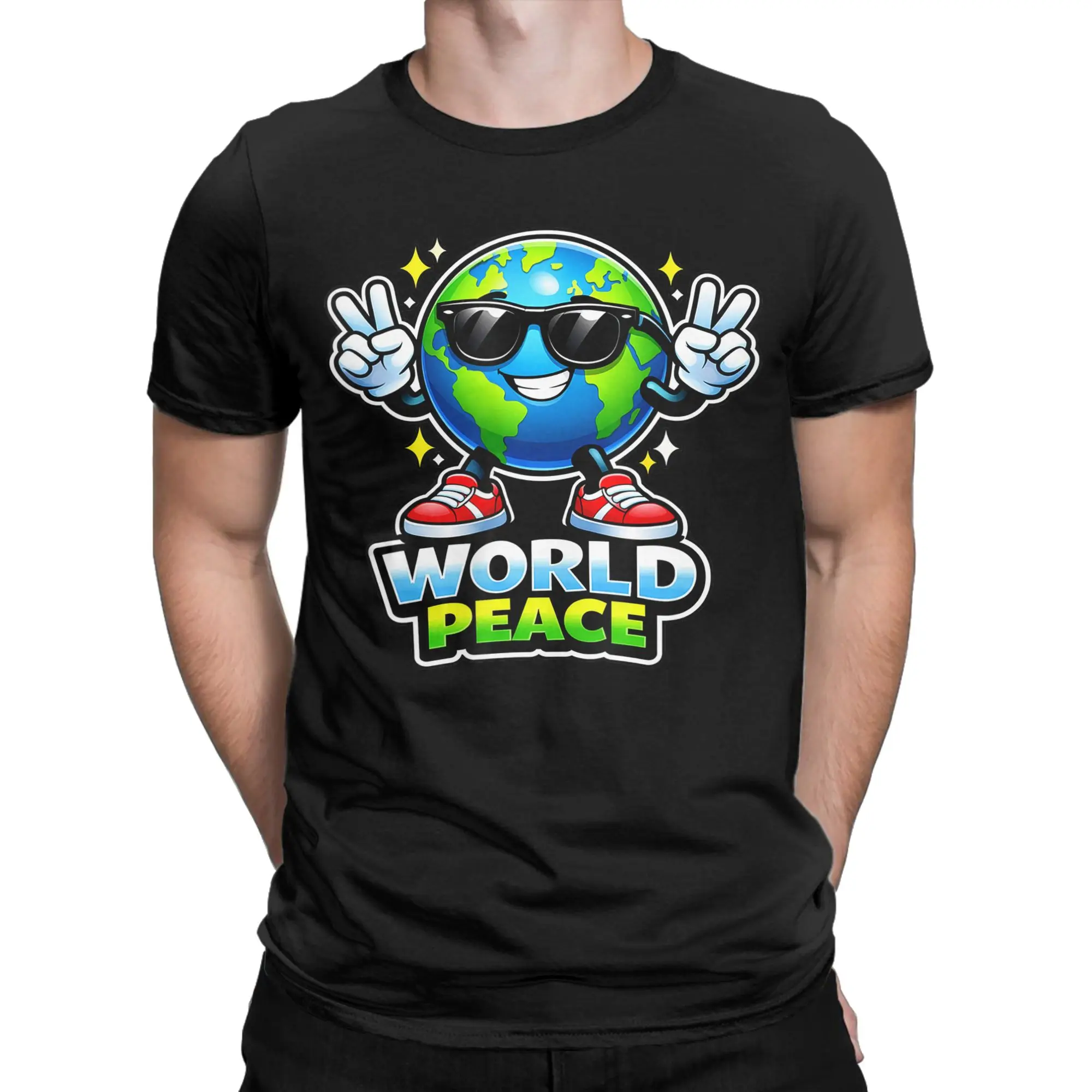 Fashion Earth Love Power Peace World T-Shirts for Men O Neck 100% Cotton T Shirts  Short Sleeve Tees 4XL 5XL 6XL Clothes