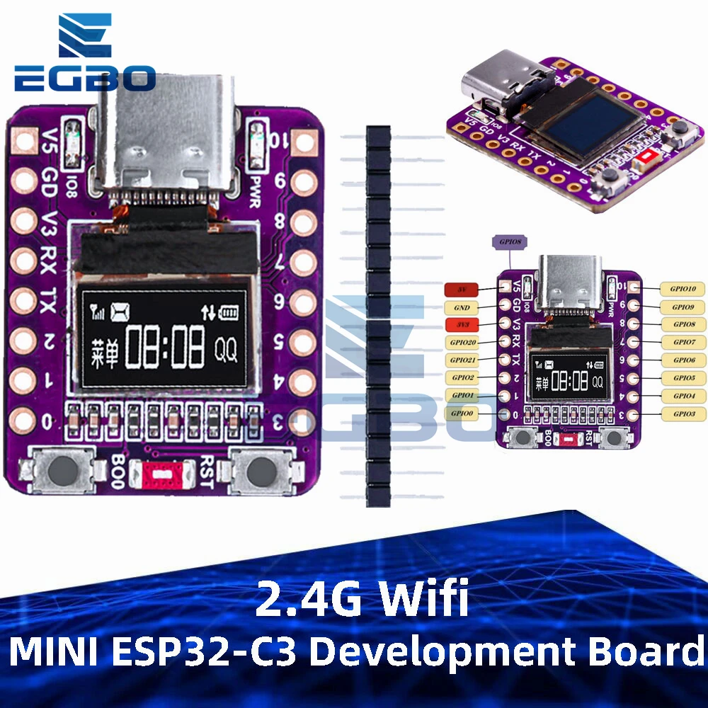MINI ESP32-C3 Development Board, 2.4G WiFi/Bluetooth 4.0, 0.42