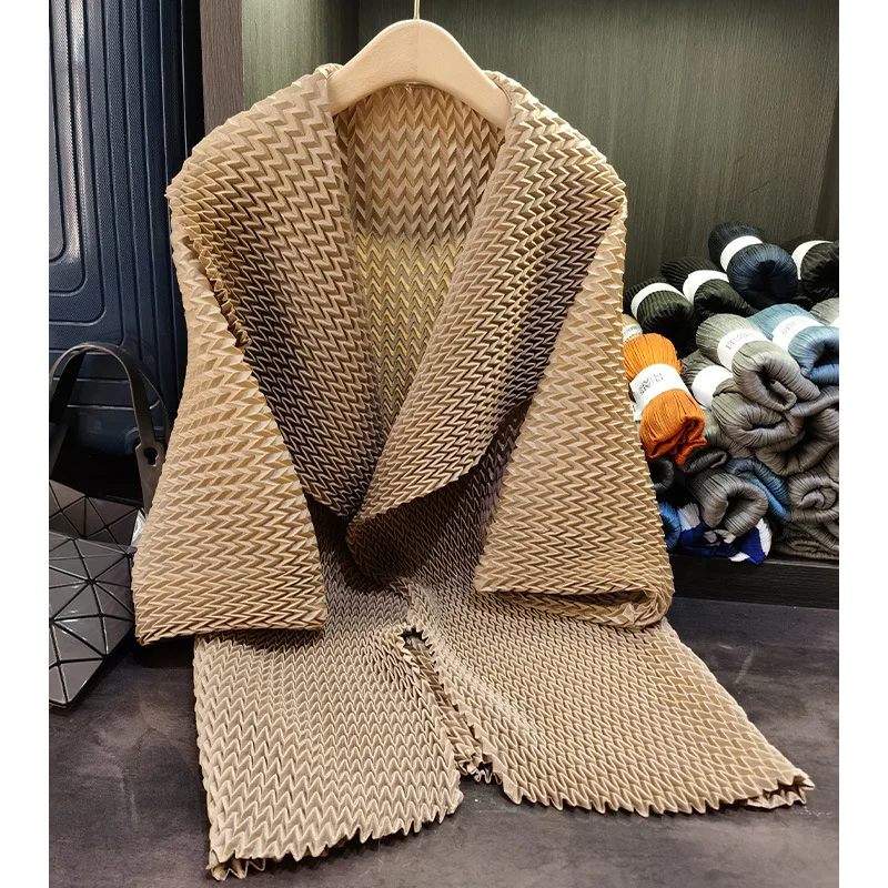 High-end Large Size Mid-length Pleated Elastic Coat for Women Elegant Casual Loose  Cardigan Jacket Fashion Chic Tops