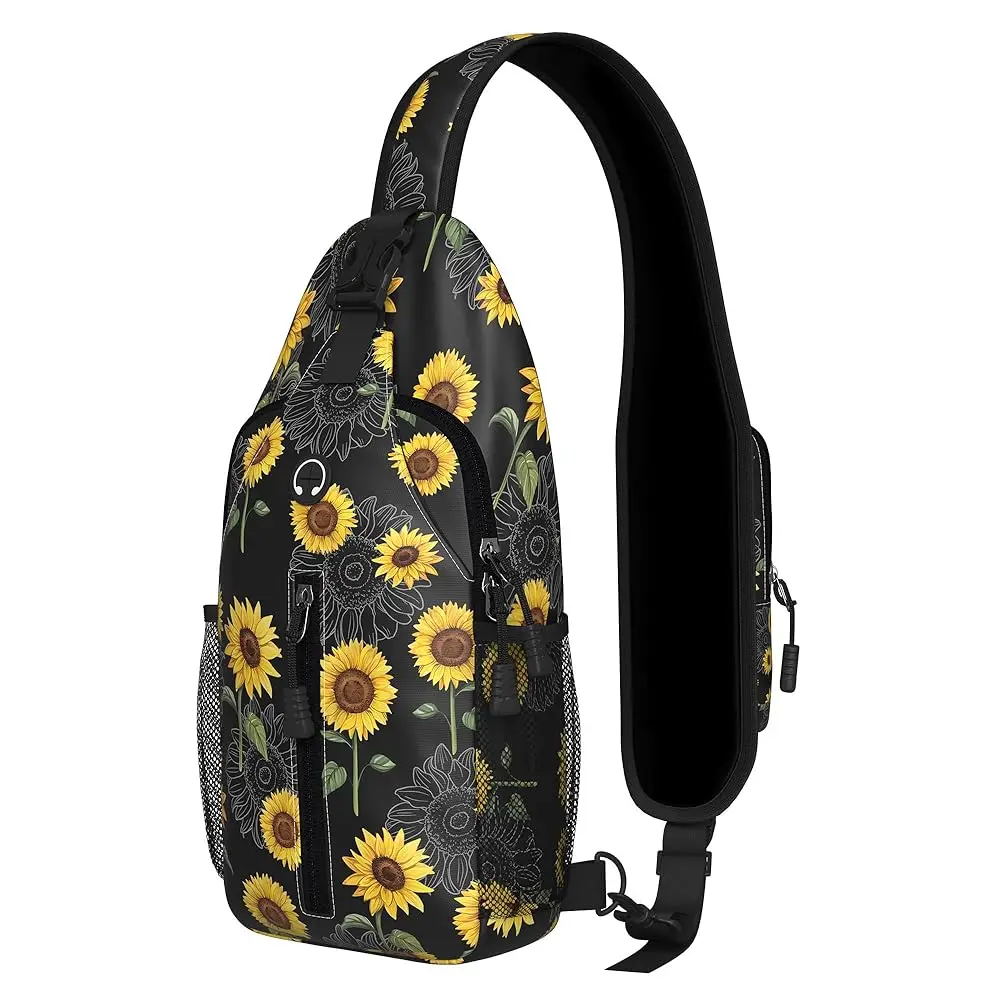 

Sunflower Sling Bag For Women Men Small Crossbody Bags Mini Water Resistant Casual Chest Bag Backpack Shoulder Daypack For Tr