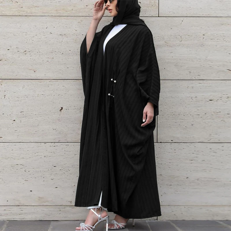 2024 Ramadan Keffiyeh Abaya Robe Kimono Palestinian Muslim Cardigan Open Abayas Women Dubai Islam Bat Sleeve Dress Kaftan