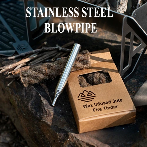 Manguera retráctil para acampar al aire libre, soplador de acero inoxidable, palo de fuego extendido, herramienta de supervivencia de emergencia plegable portátil