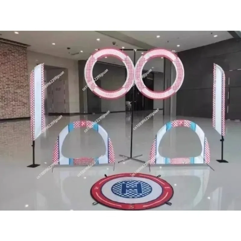 19Inch Indoor Racing Track Set FPV Obstacle Course Kit with Arch Gates Round Gates Flags Takeoff Pad