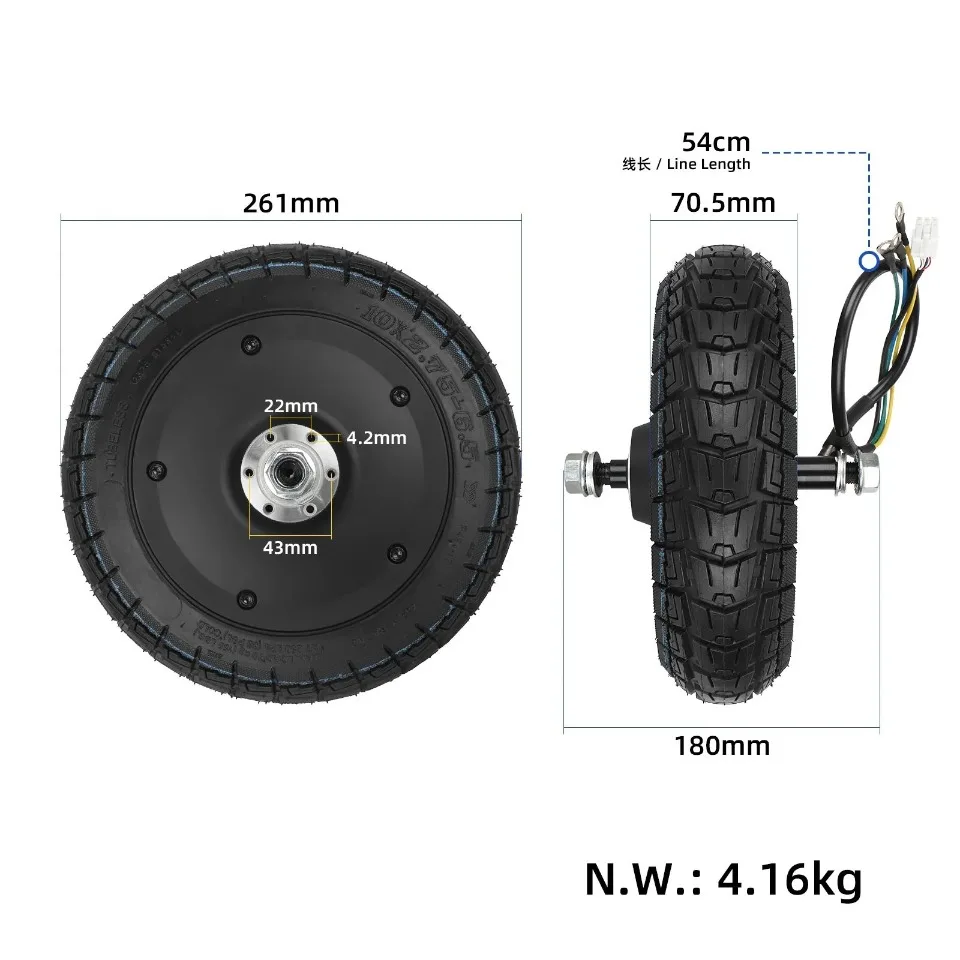 Hinterradnabenmotor mit 10*2.75-6.5 schlauchlosem Reifen-Set für Kukirin G2 Scooter – Komplettes Radkit – Detail 4