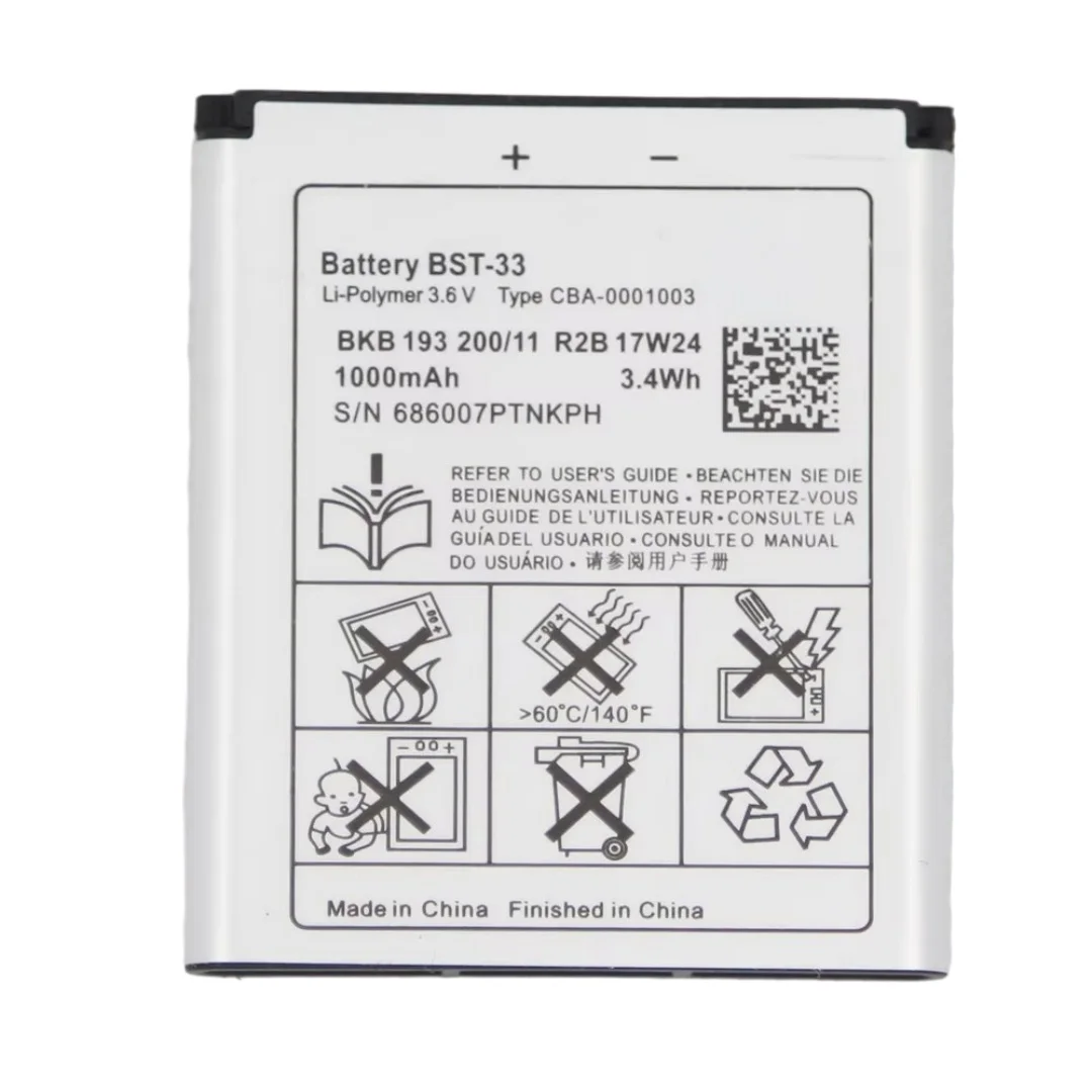 ISUNOO 950mAh BST-33 BST 33 Battery Replacement For Sony Ericsson K800 I SATIO U1 W880I K810I W100I T700 T715
