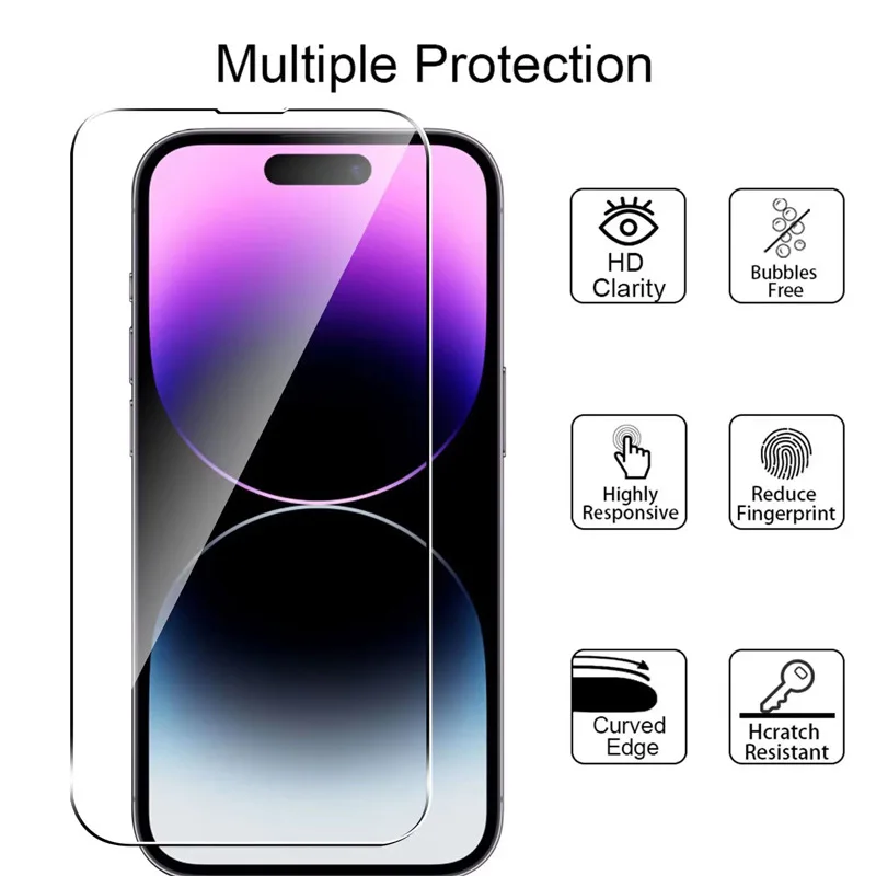 Vidrio templado para iPhone, Protector de pantalla para 16, 15, 14, 13, 12, 11 Pro Max, 16, 15, 14, 13, 12, 11, XR, XS Max, 3 unidades
