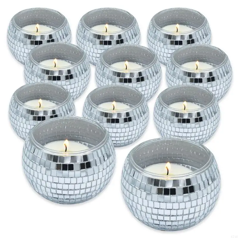 E74E Round Ball Silver Votive Candle Holder Jar Thick Acrylic Mirrored Ball Candle Stand Container for Wedding Table Decors