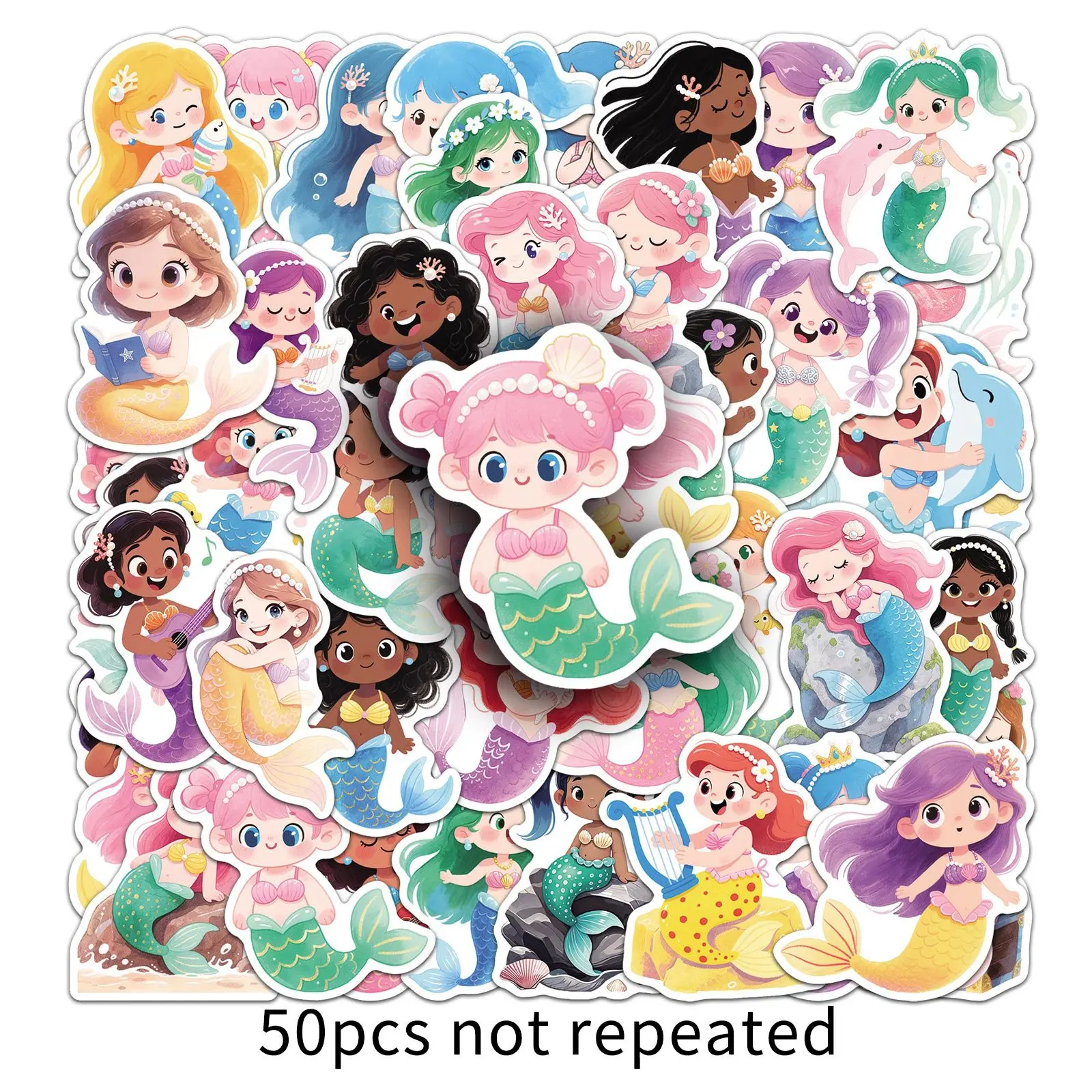 

10/50PCS Kawaii Mermaid Stickers Cute Creative Decorative Graffiti Decorative Children's Toys Gifts DIY Water Cup Pencil Box