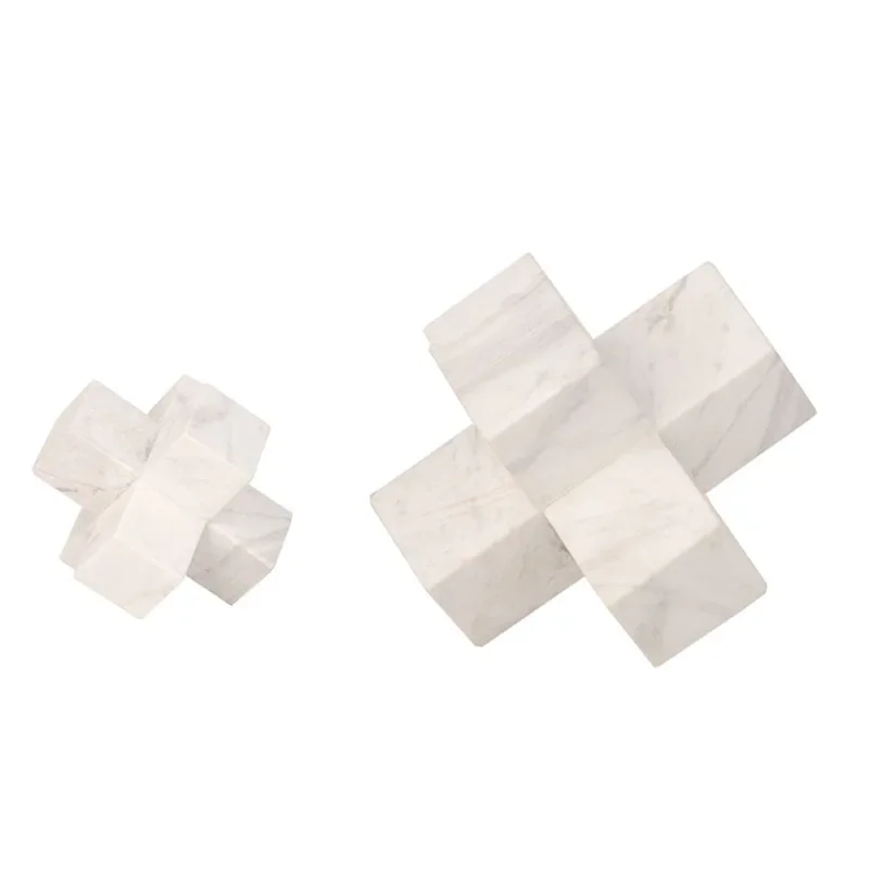 Marble Cross Decor - Handcrafted  Geometric Sculpture, Entryway/Study Ornament, Artistic Home Accent for Villa Show Flat