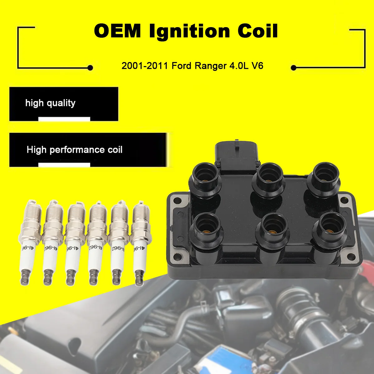 

3pcs/set OEM Ignition Coil + Spark Plug + Wire Set For Ford Ranger Explorer Mustang 4.0L