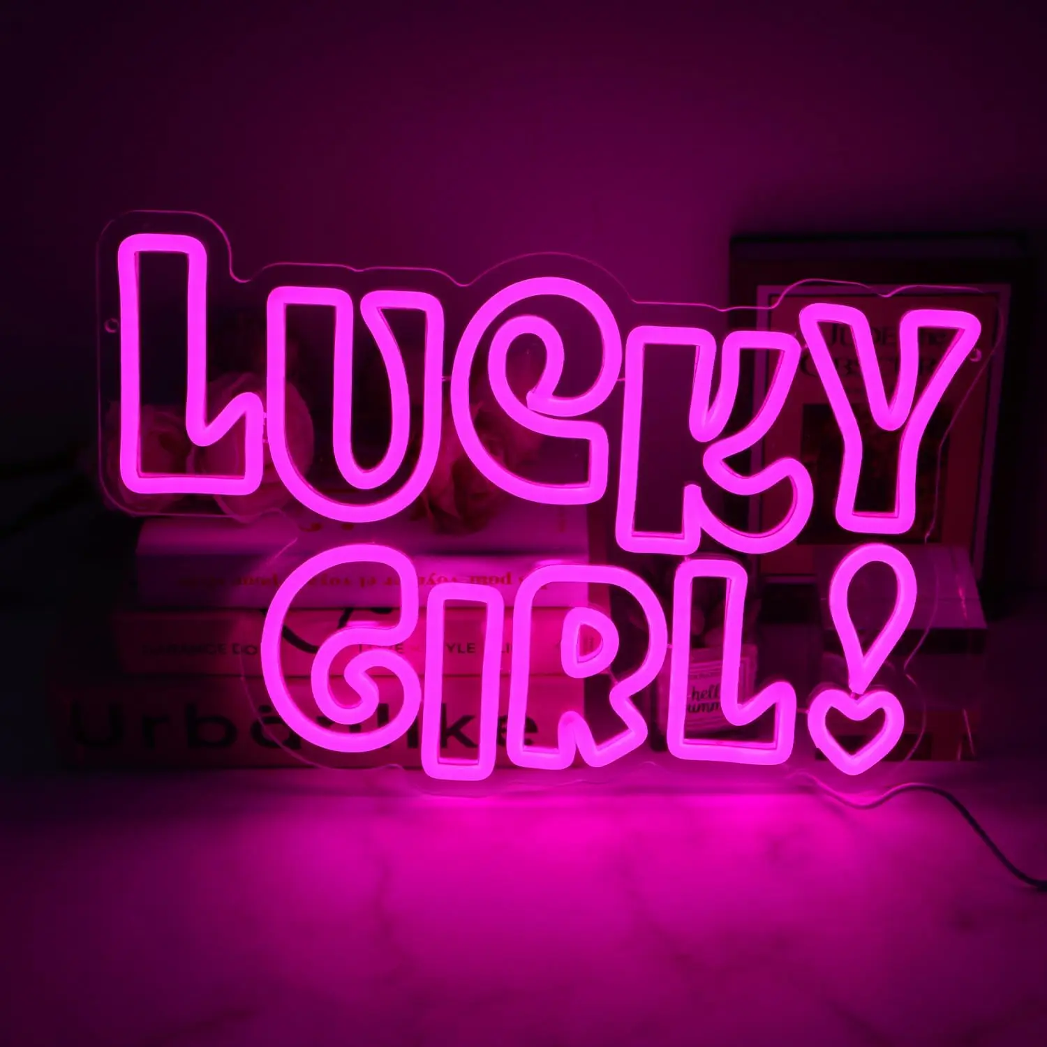 

Neon Wall Sign Dimmable Lucky Girl Neon Lights for Club Bedroom Caffee Shop Salon Decor Aesthetics Draw Celebratory Gifts