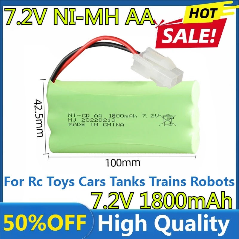 

New High Quality 7.2V 1800mAh Ni-MH Battery for Rc Toys Cars Tanks Trains Robots Guns Boats NiMH AA 7.2V 1800mah Battery Pack