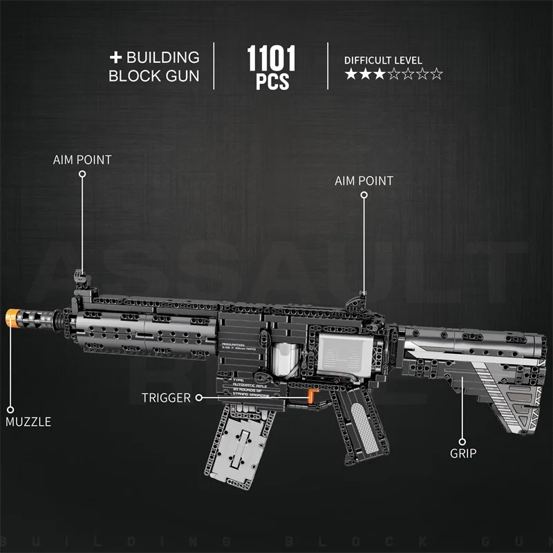 1101PCS M416 Rifle Building Block Model City Police Military Weapon Series Gun Puzzle Assembly Bricks Toys For Boy Child Gift