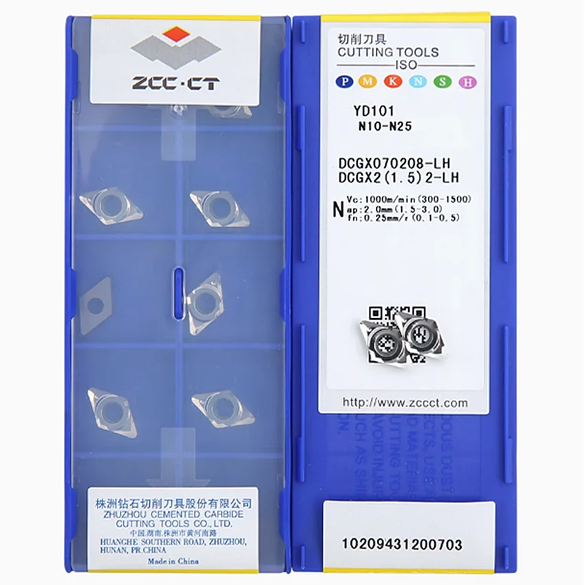 

DCGX070202-LH YD101/DCGX070204-LH YD101/DCGX070208-LH YD101/DCGX070204-LH YBG102 ZCC.CT CNC carbide turning inserts 10pcs/box