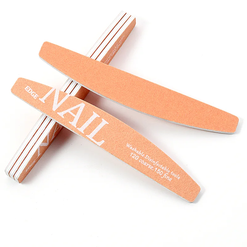 ตะไบเล็บสองด้าน 50 ชิ้น สำหรับขัดเจลเล็บ รูปทรงกล้วย กระดาษทรายขัดเล็บ 120 ถึง 150 กริต ชุดตะไบเล็บสำหรับทำเล็บมือและเล็บเท้า