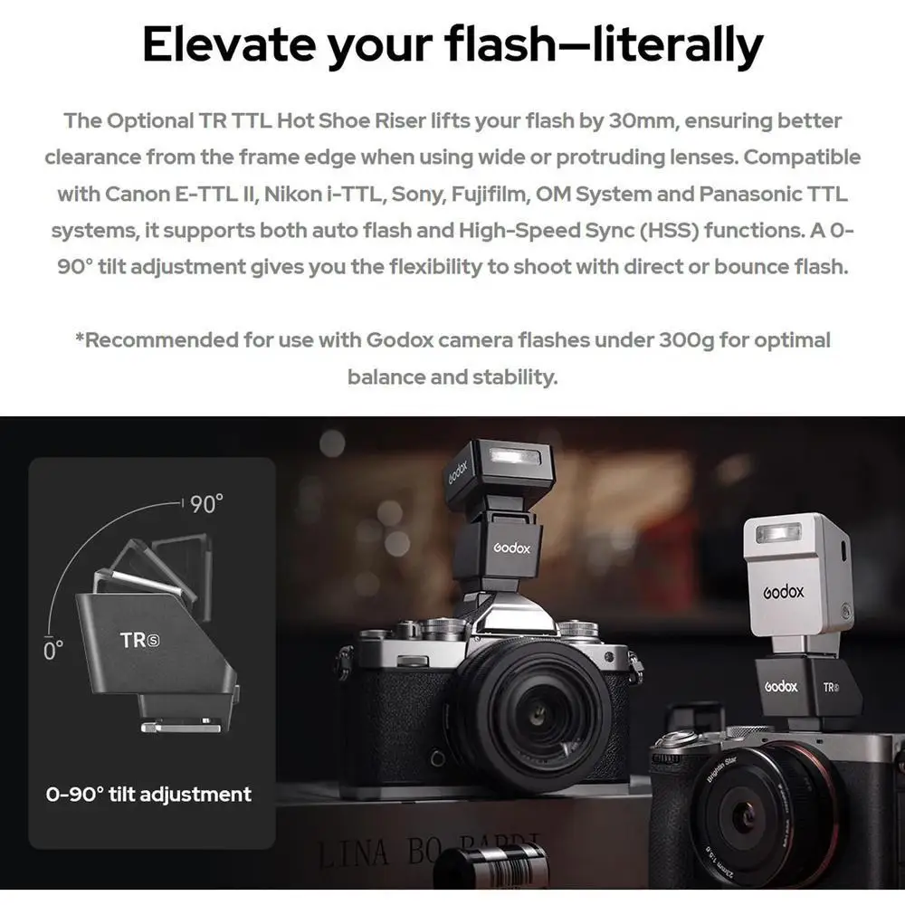 Godox iT30 Pro Camera Flash 2.4G Беспроводная карманная вспышка TTL HSS с Godox TR Hot Shoe Riser для Sony Canon Nikon Fuji