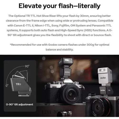 Imagen 2 del producto Godox iT30 Pro Flash de cámara 2,4G luz de Flash de bolsillo inalámbrica TTL HSS con elevador de zapata Godox TR para Sony Canon Nikon Fuji