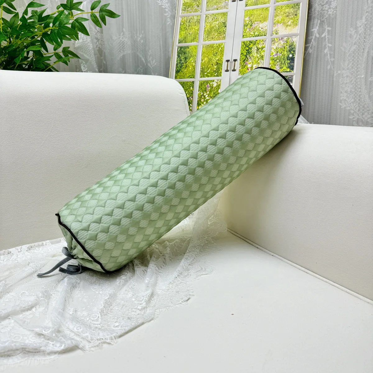 Soft Round Neck Pain Relief Cylinder Bolster Neck Pillow Roll Cool Pillows Cervical Support Pillow With Removable Washable Cover