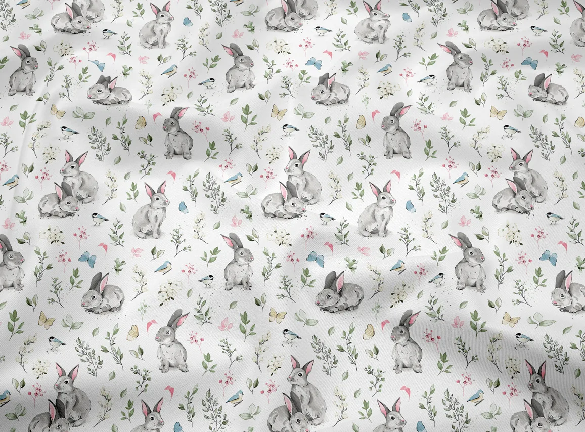 Cartoon Rabbit Bird Leaf Printed Cotton Fabric For Sewing Craft Cloth Quilting Baby Dress Tecido Diy Patchwork Handmade Tissu