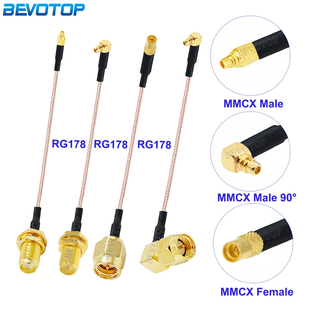 1PCS RG-178 MMCX Male/Female to SMA Male/Female FPV Antenna Connector Cable RG178 Pigtail Jumper RF Coaxial Extension Cord