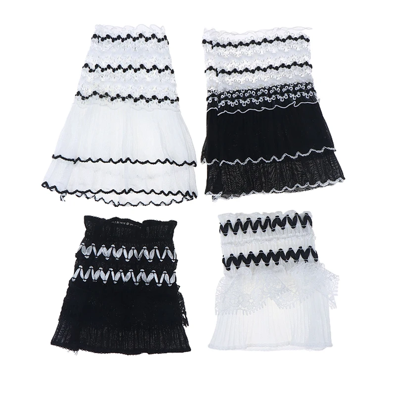 Manchette décorative en dentelle pour Photo de manucure, 1 paire, Double couche, manches en corne en maille, présentation des ongles, manchon de pose, bricolage, accessoire de fond de prise de vue